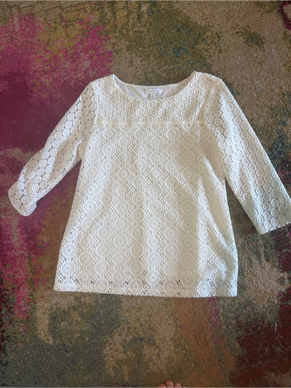 Charter Club Cream Lace Tunic Top
